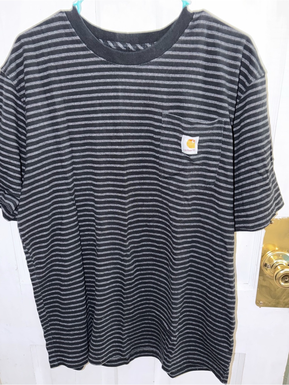 Carhartt Black and Gray Striped Pocket Tee
